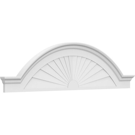 Ekena Millwork Segment Arch W/ Flankers Sunburst Architectural Grade PVC Pediment, 72"W x 19"H x 2-1/2"P PEDPS072X190SGF01